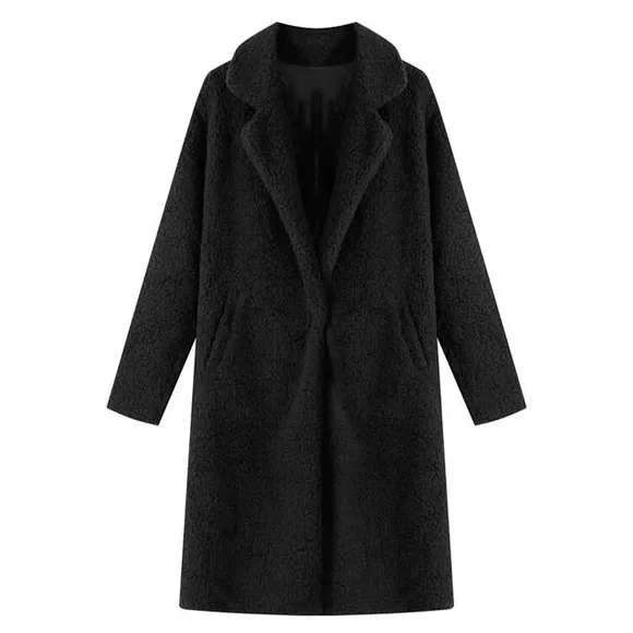 black Winter Teddy bear women coat faux fur jacket - Picture 3 of 3